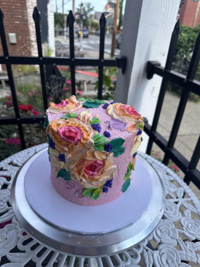 Palette Knife Impressionism Floral Cake