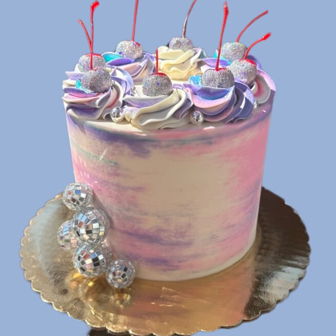 Disco Watercolor Cherry Cake Decorating Class