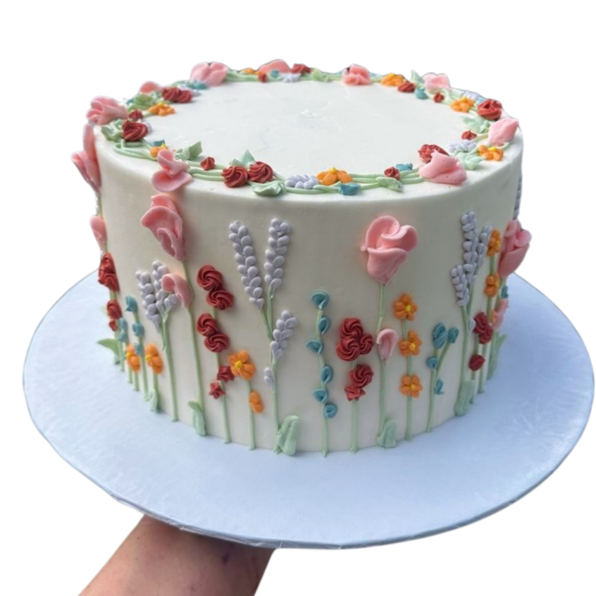 Delicate Buttercream Floral Piped Cake