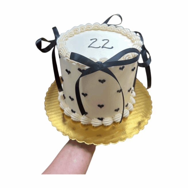 Minimalist Hearts and Bows Cake