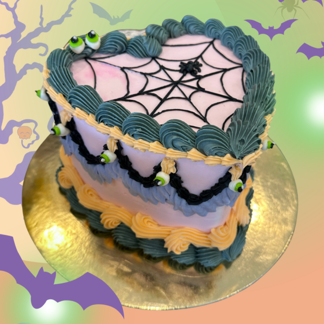 Heart Shaped Pastel Spiderweb Cake Decorating Class